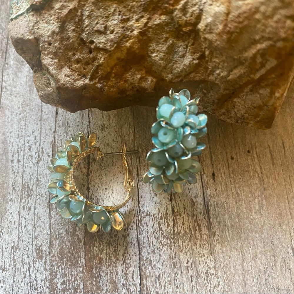 Lila Floral Hoops in Turqupise - Picture 2 of 4